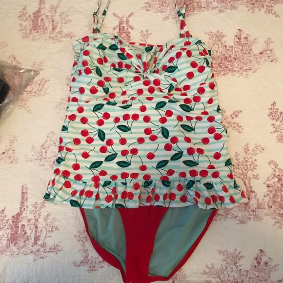 MARINA Other - Marina West Cherry Print 2 pc Tankini Swimsuit